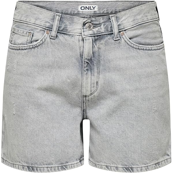 PIECES - Short En Jean Pour Femme - Coupe Droite, Ourlet Rabattu - Marque Danoise