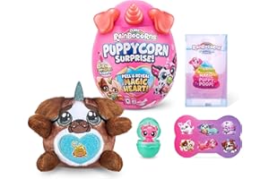 Rainbocorns Sparkle Heart Surprise Series 4 Puppycorn Surprise, Badger the Pug - Collectible Plush - 7 Layers of Surprises, Peel and Reveal Heart, Ages 3+ (Pug)