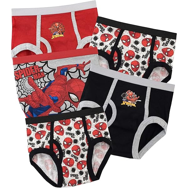 Pacco Da 12 Boxer Per Bambini Spider-Man - 100% Cotone Pettinato - Stampe Multiple - Taglie 4, 6 E 8 Anni - 3
