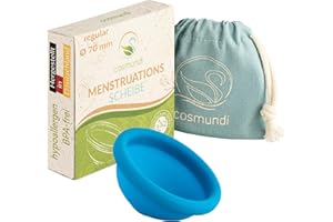 ‎COSMUNDI cosmundi Menstruationsscheibe aus medizinischem Silikon in Deutschland produziert - Für Sport, Schwimmen & Intimität - Wiederverwendbare Menstrual Disc & nachhaltige Tampon Alternative - 70 mm