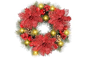 FQUVSP Wieniec bożonarodzeniowy, sztuczny wieniec na drzwi, dekoracyjna girlanda do dekoracji domu, ornamenty, wisząca dekoracja do wewnątrz i na zewnątrz