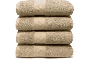 LEBENGOOD Juego de Toallas Baño y Lavabo 100% Algodón Premium 550gsm | Toallas Suaves, Absorbentes y Resistentes para Ducha, Hotel, SPA y Gym | Set de 4 Toallas Mano y Cuerpo (4 50X90 Arena)