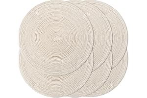 Noctiflorous Round Braided Placemats 15 Inch Round Table Mats Set of 6 for Dining Tables Natural Woven Heat Resistant Place Mats (Round Beige)
