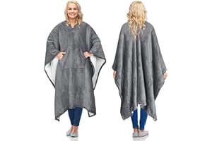 Catalonia Classy Sherpa Couverture Poncho Couverture Portable en Peluche Confortable pour Adultes, Femmes, Hommes, Enfants, Couverture pour la Maison ou l'extérieur, 200 x 140 cm