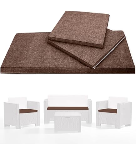 Set 4 Cuscini Esterno Salottino Rattan - Marrone Cotone/Poliestere 58x51 Cm - Foto 9