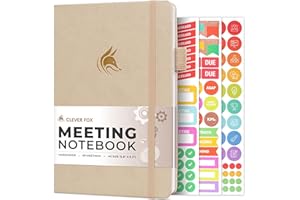 ‎CLEVER FOX Clever Fox Meeting Notebook - Work & Business Organizer mit Notizen & Aktionspunkten - Notizblock für Projektmanagement & Meetings, A5 (Seehell)