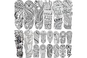 COKTAK 20 Sheets Tribal Maori Temporary Tattoos Men Women Adhesive Tattoos Adults Black Letters Fake Tattoos for Sticking Men Women Sleeves Large Halloween Tattoo Sticker Skin Loyalty Faith