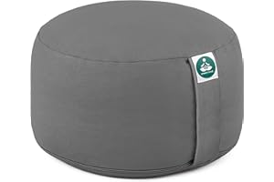 Present Mind Round Zafu Yoga Cushion (Height 16 cm) - Different Colour - High Yoga Cushion/Meditation Cushion - Made in the EU - Washable Cover - 100% Natural Floor Cushion - Meditation Gifts