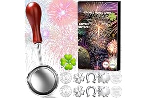 NATURAS BOUQUTIS 11 Teiliges Zinngießen Set Silvester, mit 10 Zinngießen und 1 Löffeln(mit Deutungen), die gesunde Alternative zum Bleigießen, für Silvester Spiele, Silvestergießen, Wahrsagerei, Partyspiel