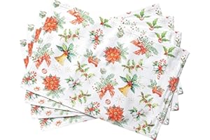 MAISON D' HERMINE Maison d'Hermine Chromo Set di 4 tovagliette 100% cotone, per tavolo da pranzo, cucina, matrimonio, uso quotidiano, cene, Ringraziamento/Natale (33cm x 48cm)