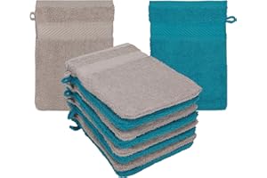 Betz set di 10 guanti da bagno PALERMO 100% cotone misure 16 x 21 cm petrolio-grigia pietra