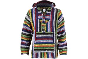 Siesta Meksykański sweter hipisowski z kapturem Baja Jerga - żywe paski