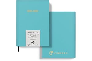 Pinnora A5 Sky Blue Academic Diary 2025-2026 Week to View, Hard Cover, August - July Dated Academic Planner, Ideal Student & Teacher Planner 2025-26, University, Revision, Study, To-Do Lists