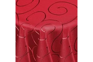 Kringel/Circle Tafeldecke Form, Größe & Farbe wählbar- Oval 135 x 180 cm - Dunkelrot Damast Tischdecke