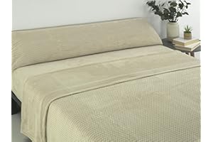 D DONEGAL COLLECTIONS Donegal Collections - Juego de Sabanas Coralina Cama 150 - Set 3 Piezas Bajera Ajustable, Sábana Encimera y Funda Almohada - Sabanas Coralina 150 - Sábanas 150 x 190 - Sabanas Invierno - Beige
