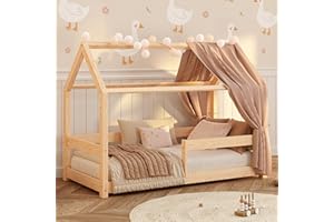 smartwood Letto Montessori Bambini 90x190 - Legno - Lettino Ragazzi e Ragazze - Letto Casetta MILO con Sponda con Rete a Doghe - Carico massimo 230 kg