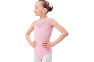 tanzmuster Ballettanzug Mädchen ärmellos - Cora - aus weichem Baumwollmaterial mit Spitzeneinsatz vorn fürs Kinder Ballett