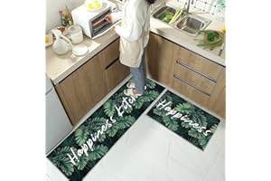 KGIHPC Juego de 2 alfombras de cocina antideslizantes y lavables, juego de camino de cocina, comedor, entrada y felpudo (árbol de palma, 43 x 150 cm + 43 x 75 cm)