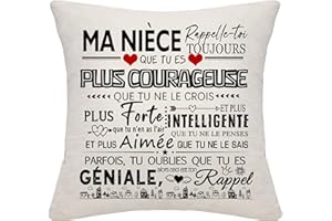Bommex Cadeau d'inspiration pour la nièce Rappelle-toi Toujours Que Tu ES Plus Courageuse Housse de Coussin pour la nièce Cadeau d'anniversaire Cadeau de Fin d'études Cadeau de Noël (ma nièce)