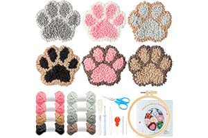 WATINC 22 Stück Craft Punch Needle Untersetzer Kit mit Krallenmuster DIY Bastelpackung Set Stickerei Starter kit für Anfänger Easy Embroidery Coaster Art and Crafts Needle Coaster