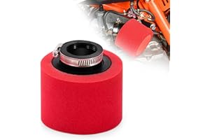 Tunejoy Filtre à Air de Moto Double Mousse Sponge de 38mm Bouche Droite pour 50CC 70CC 90CC 110CC 125CC 150CC ATV Dirt Vélo de Saleté Moto Kart Quad Scooter Rouge