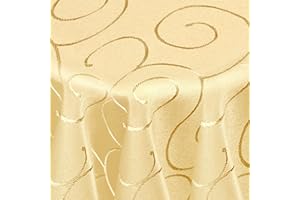 ‎DECOHOMETEXTIL Kringel/Circle Tafeldecke Form, Größe & Farbe wählbar- Rund 160 cm - Gelb Damast Tischdecke