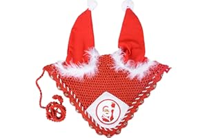 GALLOP SHOP Christmas Fly Mask/Santa Claus Ear Bonnet for Horses (Glitter Palm, Full)