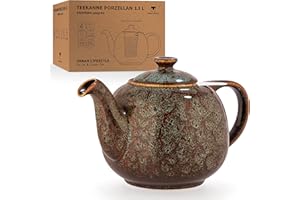 URBAN LIFESTYLE Urban Trading, Tetera con filtro Swansea verde lago de 1,1 l con filtro, de porcelana Urban LifeTYLE, tetera antigoteo. Tetera con filtro de porcelana