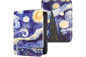 DMluna Custodia per Kobo Clara Colour/Clara BW/Clara 2E, Tolino Shine Colour/Shine 5/4 - Cover Protettiva Funzione Auto Wake/Sleep - Pelle Sintetica Premium, Antigraffio, Anticaduta, Notte Stellata