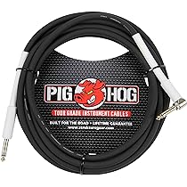 Câble De Guitare Pig Hog PCH10AGR | 6.35 Mm Angle Droit Vers 6.35 Mm | Tressé Haute Qualité, Garantie à Vie