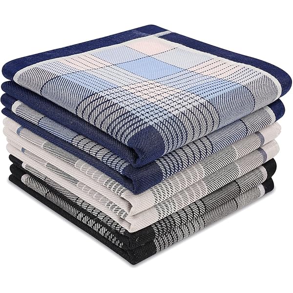 AYBUY 6 Colors Mix 12Packs Men's Handkerchiefs, Premium Soft Cotton Mens Handkerchiefs, Classic Checkered Pattern Pocket Square, Multiple Colors, For Weddings, Celebration, Gift For Men 40cm*40Cm