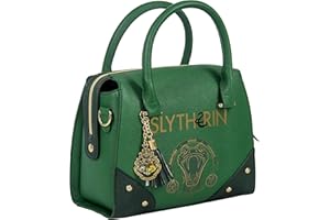 MERCHOID Harry Potter Sac à main à bandoulière en cuir synthétique pour femme Motif Serpentard Vert et doré, Vert, doré., Taille unique
