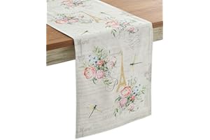 Maison d' Hermine Tablerunner 100% Cotton Decorative Easter Tablerunners Washable Table Runner for Home, Wedding, Restaurant, Buffet Party & Camping, Champ De Mars - Spring/Summer (37cm x 180cm)