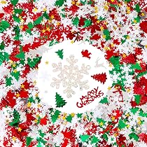 Lot De 500 Confettis De Noël à Disperser | Flocons, Père Noël, Rennes, étoiles | Décoration Table, Sapin, Fête | 8 Motifs, 4 Couleurs (rouge, Or, Argent, Vert)