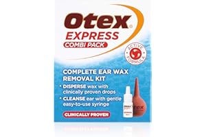 Otex Express Combi Pack, Clinically Proven Ear Wax Removal Kit with Drops and Bulb Syringe for Excessive, Hardened Ear Wax, 10ml