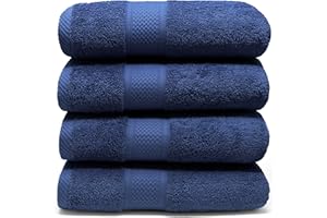 LEBENGOOD Juego de Toallas Baño y Lavabo 100% Algodón Premium 550gsm | Toallas Suaves, Absorbentes y Resistentes para Ducha, Hotel, SPA y Gym | Set de 4 Toallas Mano y Cuerpo (4 50X90 Azulon)