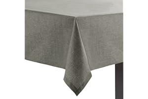 Flowen Mantel Antimanchas para Mesa Rectangular 140x180 Gris. Ideal para Interiores,Comedor,Salon,Manteles para Exterior y Jardin. Mantel 100% Algodón Resinado en Tela Impermeable Efecto Lino.