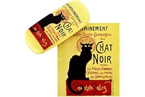 VON LILIENFELD etui na okulary Chat Noir kocie okulary ściereczka z mikrofibry do czyszczenia okularów pudełko na okulary solidne etui pokryte materiałem