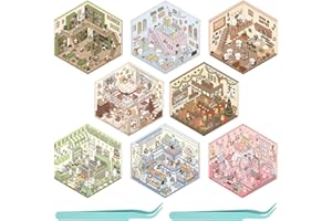 GOSHIES Naklejki 3D do domu, 8 zestawów i 2 sztuki, tweezery, naklejki 3D, zabawna scena, "zrób to sam", naklejki scene "zrób to sam"