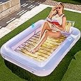 SLOOSH Inflatable Tanning Pool Lounger Float, 70" x 46" Pool Floats Adult with Pillow, 4 in 1 Suntan Tub Raft Floatie,Sunbathing Bed Lounge for Water Blow Up Kids Ball Pit Party Gifts, L-Golden White