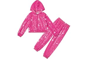 LOLANTA Enfant Costume de Danse Hip Hop à Paillettes Vêtements de Street Dance Ensemble Veste-pantalon