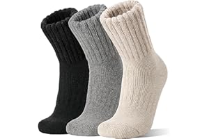 Sandsuced Merino Wolle Socken Warme Thermosocken Dicke Arbeitssocken Wollsocken Atmungsaktive Wintersocken für Damen Herren 3 Paar