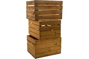 ‎KISTENKOLLI ALTES LAND Kistenkolli Altes Land 3 Stück massive Obstkisten Weinkisten Apfelkisten Holzkisten Shabby Vintage Maße ca 49 x 42 x 31cmxxxgebrauchtxxx
