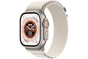Apple Watch Ultra (GPS + Cellular, 49mm) Montre connectée - Boîtier en Titane avec Boucle Alpine lumière stellaire - Medium. Suivi de l’activité Physique,autonomie Extra-Longue durée
