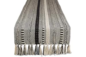 DII Table Runner Collection, Cotton, Black, 15x72 (15x77, Fringe Included)
