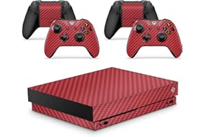 giZmoZ n gadgetZ GNG Xbox ONE X Konsolen-Gehäuseaufkleber, Motiv: Carbon Rouge inklusive 2er-Set mit Aufklebern für Controller