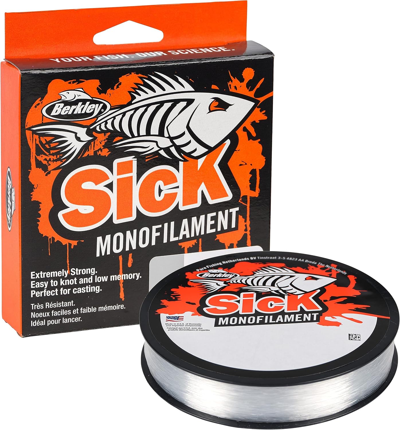 Berkley Sick - Hilo de Pesca de Nailon – Alambre de Pesca monofilamento de Fuerte tensión, Baja Elasticidad, Baja Memoria, Resistente a la abrasión Pesca en Agua Dulce y Salada