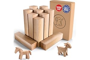 ‎ELI Eli® Schnitzholz Linde - 10er Pack Holzblock - welches Lindenholz zum Schnitzen oder drechseln - Schnitzvorlage - Schnitzset Holz Rohlinge - Kantholz - Holz für Erwachsene und Kinder - Bastelset
