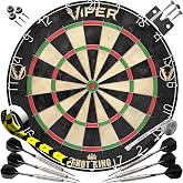 Shot King Regulation Bristle Steel Tip Dartboard Set with Staple-Free Bullseye, Galvanized Metal Radial Spider Wire Includes