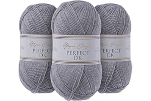 Utopia Crafts DK Double Knitting Yarn 3x 100g (Light Grey Heather)